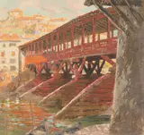 Charles Hodge Mackie, BASSANO BRIDGE, Colour woodcut
