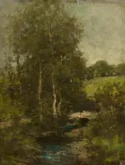 William Mouncey, EARLY SPRING ON THE BUCKLAND BURN, KIRKCUDBRIGHT, oil on canvas