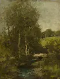 William Mouncey, EARLY SPRING ON THE BUCKLAND BURN, KIRKCUDBRIGHT, oil on canvas