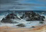 Valerie Fraser, SEA ROCKS, oil on board