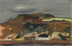 Leon Morrocco, HILL BEHIND GOURDON, pastel