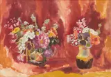 Mary Nicol Neill Armour, STILL LIFE WITH PANSIES, watercolour and ink