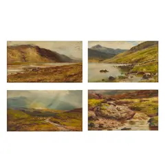 FOUR VIEWS OF THE SCOTTISH HIGHLANDS by Louis Bosworth Hurt, two oil on board and two oil on canvas laid to board (4), sold Jun 2026