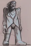 Peter Howson, COMMENDATORE, pastel on pink paper