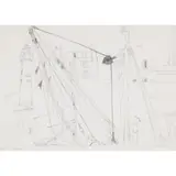 Elizabeth Blackadder, THREE DRAWINGS; HONFLEUR, DOËLAN & SEATED FIGURE, pencil and coloured pencil on paper