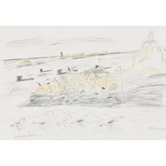 Elizabeth Blackadder, LOGVIVY DE LA MER, BRITTANY, pencil and colour pencil