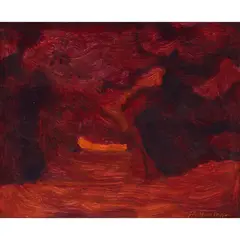 FLOODED CAVERN by Albert Houthuesen, acrylic on board, sold Jun 2026