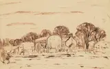 William George Gillies, BRAIDWOOD FARM, TEMPLE, pen and ink