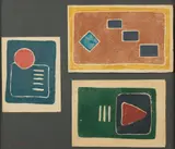 Denis Mitchell, THREE CHRISTMAS CARDS, woodcuts on paper, mounted together (3)