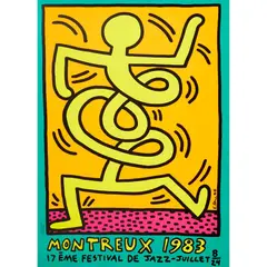 MONTREUX JAZZ POSTER (GREEN) by Keith Haring, 1983, Screenprint, unframed, offered Jun 2026