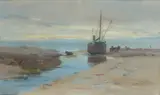 William Miller Frazer, UNLOADING THE CATCH, oil on canvas