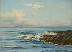 Joseph Henderson, SHIPPING OFF A ROCKY COAST, oil on canvas