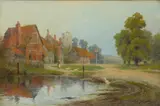 Alfred de Breanski Junior, THE VILLAGE POND, TWILIGHT, oil on canvas
