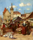 Jessie M. McGeehan, MARKET DAY, oil on canvas