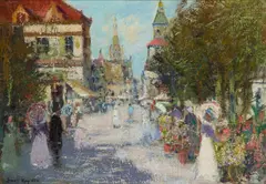 James Kay, THE FLOWER MARKET, oil on canvas