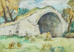John Maclauchlan Milne, BRIDGE OVER THE TORRENT, watercolour