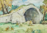 John Maclauchlan Milne, BRIDGE OVER THE TORRENT, watercolour
