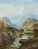 George Blackie Sticks, GLEN FINLAS NEAR THE TROSSACHS, oil on canvas