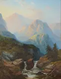 George Blackie Sticks, PASS IN GLENCOE, SUNSET, oil on canvas
