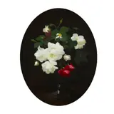 Stuart Park, STILL LIFE OF RED AND YELLOW ROSES, oil on canvas, oval