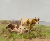 David Gauld, CATTLE ON A CLIFFTOP, oil on canvas