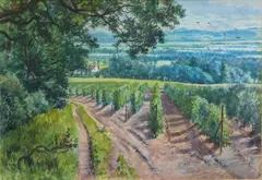 James McIntosh Patrick, RASPBERRY FIELDS, MILLHILL, CARSE OF GOWRIE, watercolour