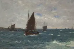 SAILING HOME ON A FINE BREEZE by Robert Weir Allan, oil on canvas, sold Jun 2026