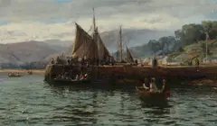 David Farquharson, LAMLASH PIER, ARRAN, oil on canvas