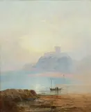 George Blackie Sticks, BAMBURGH CASTLE, oil on canvas