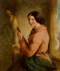 John Philip, WINDING WOOL, oil on board