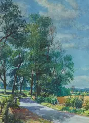James McIntosh Patrick, A SUNLIT LANE, watercolour