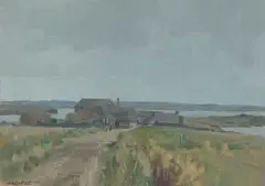 Stanley Cursiter, AN ORKNEY HOMESTEAD, oil on board