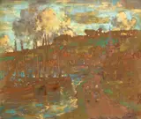 James Watterson Herald, A BUSY FISHING VILLAGE, pastel