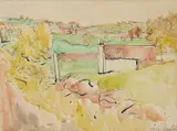 COTTAGES, FIFE by George Leslie Hunter, pen and ink and watercolour, offered Jun 2026