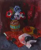 Mary Nicol Neill Armour, ANEMONES IN AFRICAN JUG, oil on canvas