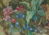 Alick Riddell Sturrock, GARDEN FLOWERS, oil on board
