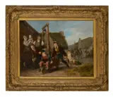 Walter Geikie, THE WHEELBARROW RACE, oil on panel