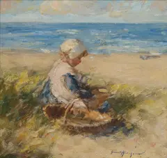 Robert Gemmell Hutchison, BY THE SEA, oil on board