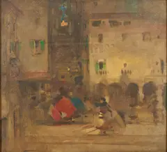 Arthur Melville, SPANISH BUILDINGS WITH FIGURES, Oil on canvas