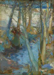 Harrington Mann, SPRING LANDSCAPE, oil on panel