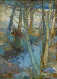 Harrington Mann, SPRING LANDSCAPE, oil on panel
