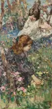 Edward Atkinson Hornel, PICKING PRIMROSES, oil on canvas