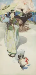 George Henry, GEISHA AND RICKSHAW, watercolour