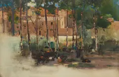 Arthur Melville, GOATS BENEATH TREES, Watercolour