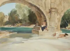 William Russell Flint, IDLERS OBSERVED, SAILLANS, watercolour
