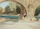William Russell Flint, IDLERS OBSERVED, SAILLANS, watercolour