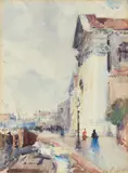 Francis Cadell, ON THE CANAL, VENICE, watercolour and pencil on paper