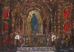 Anne Redpath, CHURCH INTERIOR, oil on board