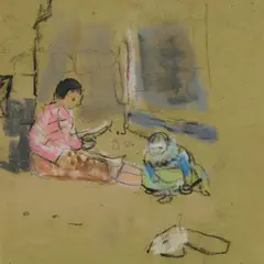 Joan Eardley, GIRL WITH BABY, Pastel