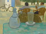 Alberto Morrocco, AT THE HOTEL ROSAS, oil on board